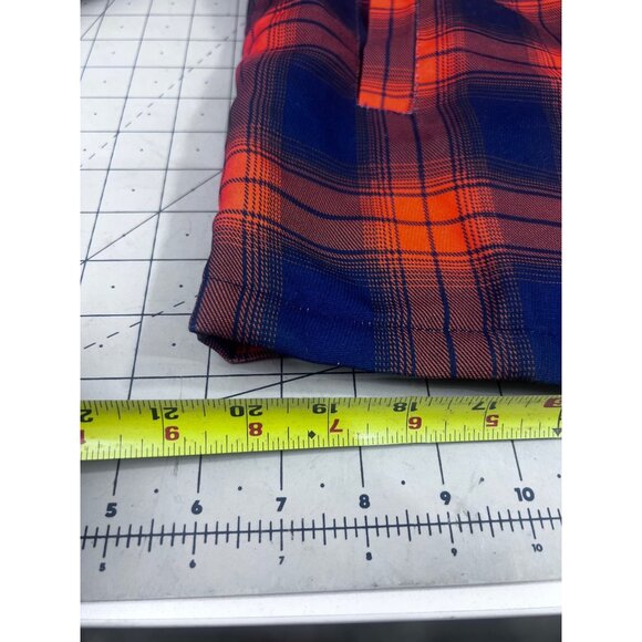 Men's Quilted Flannel Shirt Jacket Plaid Blue & Orange Sz. L Pearl Snap Vintage - Picture 8 of 13